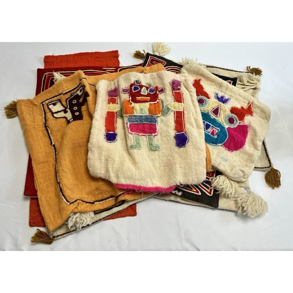 VTG Kuna Mola Embroidered Lot Of 11 Panama/Folk Art/Animals/Tribal/Aztec/Boho🤍